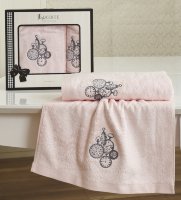 Комплект полотенец в подарочной упаковке розовый 50х90-70х140 2301/CHAR003