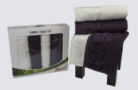 Комплект полотенец в подарочной упаковке кремовый-фиолетовый 50x90-90x150 728/CHAR005