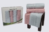 Комплект полотенец в подарочной упаковке голубой-розовый 50x90-90x150 728/CHAR010