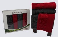 Комплект полотенец в подарочной упаковке бордовый-черный 50x90-90x150 728/CHAR013