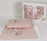 Комплект махровых полотенец в подарочной упаковке розовый 50x90-70х140  2120/CHAR003