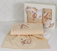 Комплект махровых полотенец в подарочной упаковке персиковый 50x90-70х140  2120/CHAR001