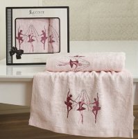 Комплект полотенец в подарочной упаковке розовый 50х90-70х140 2313/CHAR003