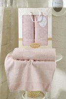 Комплект махровых полотенец жаккард светло-розовый 50x90-70х140 2151/CHAR006
