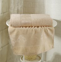 Комплект махровых полотенец жаккард персиковый 50x90-70х140 2151/CHAR001
