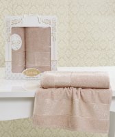 Комплект махровых полотенец жаккард светло-персиковый 50x90-70х140 2150/CHAR004