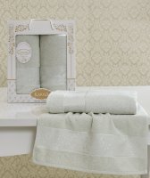 Комплект махровых полотенец жаккард светло-зеленый 50x90-70х140 2150/CHAR005