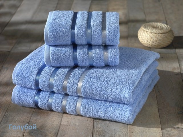 Комплект махровых полотенец голубой 50х80*2-70х140*2 953/CHAR007