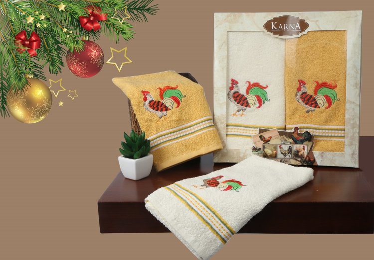 Комплект кухонных полотенец KARNA с символом года Петуха RAPINA 40x60 2 шт 2113/CHAR001